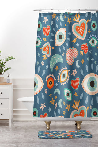 Carey Copeland Written in the Stars Milagros Shower Curtain And Mat