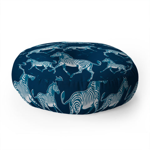 Caroline Okun Blue Zebra Safari Floor Pillow Round