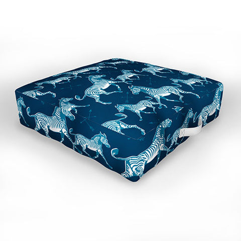 Caroline Okun Blue Zebra Safari Outdoor Floor Cushion