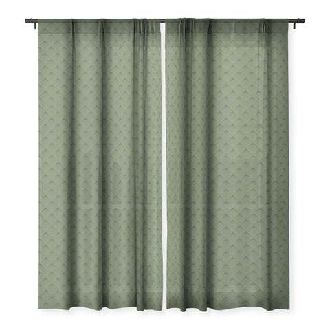 Caroline Okun Mossy Green Bulbs Sheer Window Curtain