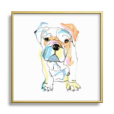 Casey Rogers Bulldog Color Metal Square Framed Art Print