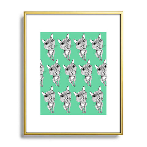 Casey Rogers Cat Repeat Metal Framed Art Print