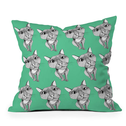 Casey Rogers Cat Repeat Throw Pillow