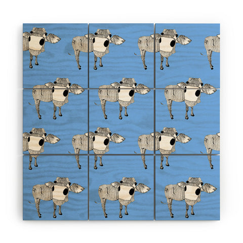 Casey Rogers Cow Repeat Wood Wall Mural