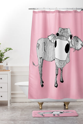 Casey Rogers Cowface Shower Curtain And Mat