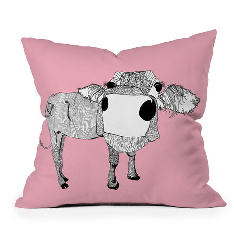 Casey Rogers Cowface Throw Pillow