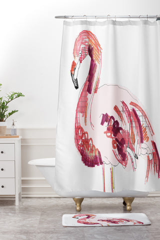 Casey Rogers Flamingo 1 Shower Curtain And Mat