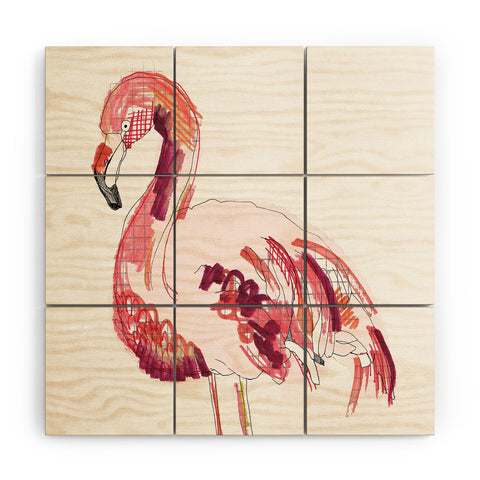 Casey Rogers Flamingo 1 Wood Wall Mural