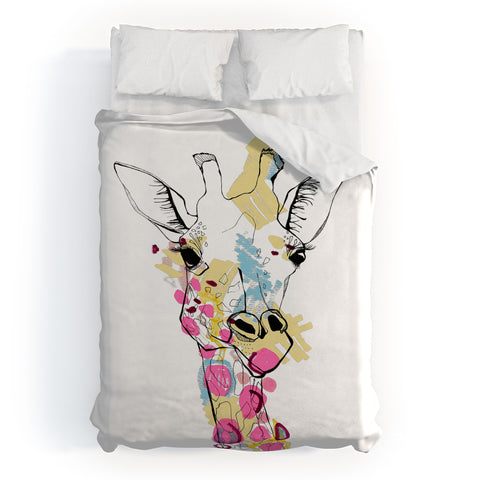 Casey Rogers Giraffe Color Duvet Cover