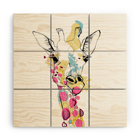 Casey Rogers Giraffe Color Wood Wall Mural