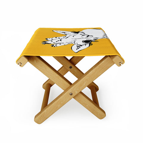 Casey Rogers Giraffe Yellow Folding Stool
