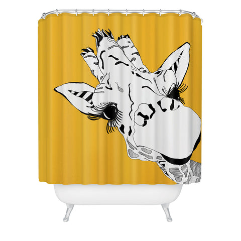 Casey Rogers Giraffe Yellow Shower Curtain