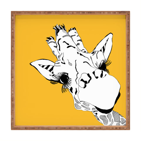 Casey Rogers Giraffe Yellow Square Tray
