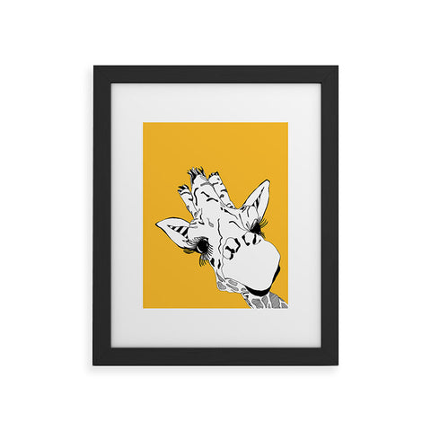 Casey Rogers Giraffe Yellow Framed Art Print