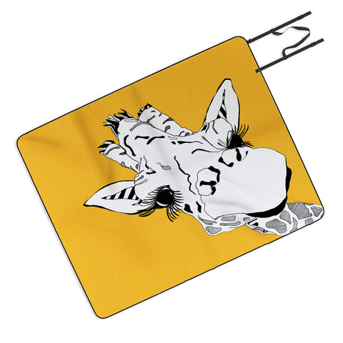 Casey Rogers Giraffe Yellow Picnic Blanket
