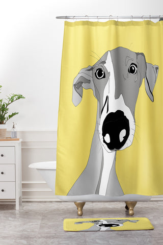 Casey Rogers Greg The Whippet Shower Curtain And Mat