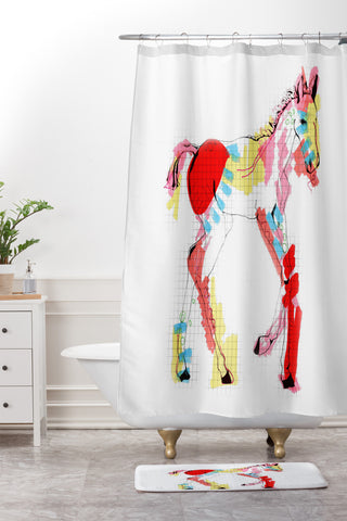 Casey Rogers Horse Color Shower Curtain And Mat