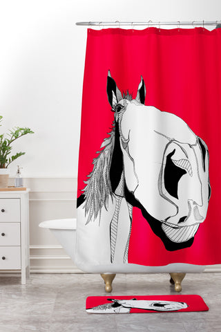 Casey Rogers Horseface Shower Curtain And Mat