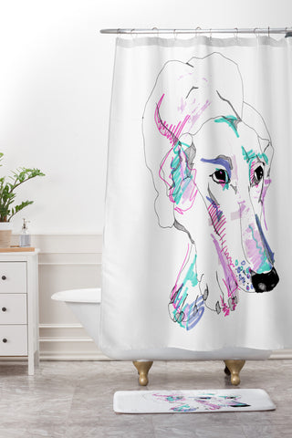 Casey Rogers Lurcher Shower Curtain And Mat