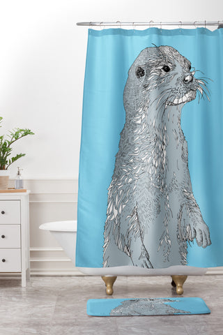 Casey Rogers Otter Shower Curtain And Mat