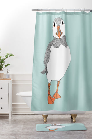 Casey Rogers Puffin 2 Shower Curtain And Mat