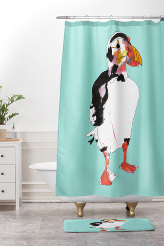 Casey Rogers Puffin Shower Curtain And Mat