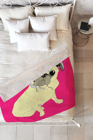 Casey Rogers Pugbug Fleece Throw Blanket