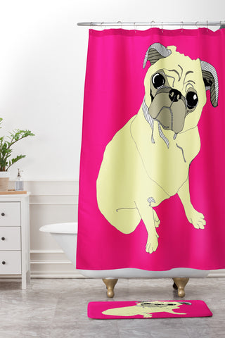 Casey Rogers Pugbug Shower Curtain And Mat