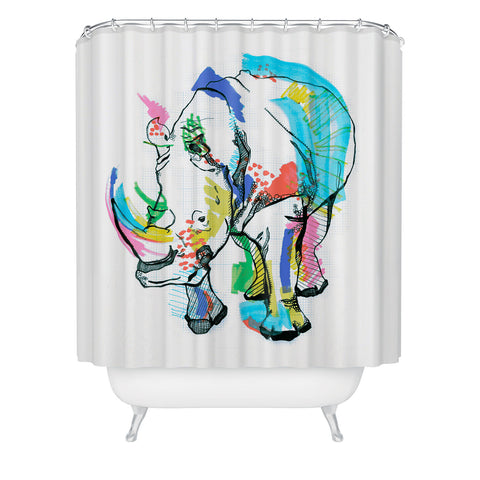 Casey Rogers Rhino Color Shower Curtain