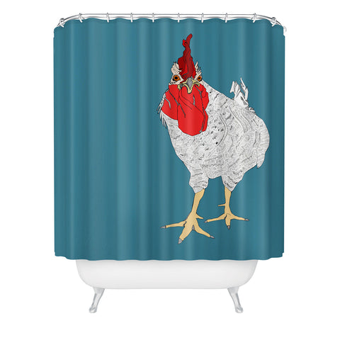 Casey Rogers Rooster Shower Curtain
