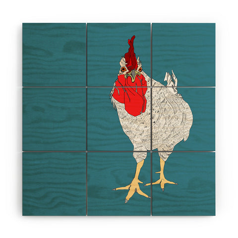 Casey Rogers Rooster Wood Wall Mural