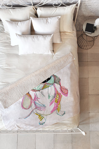 Casey Rogers Sausage Dog Fleece Throw Blanket