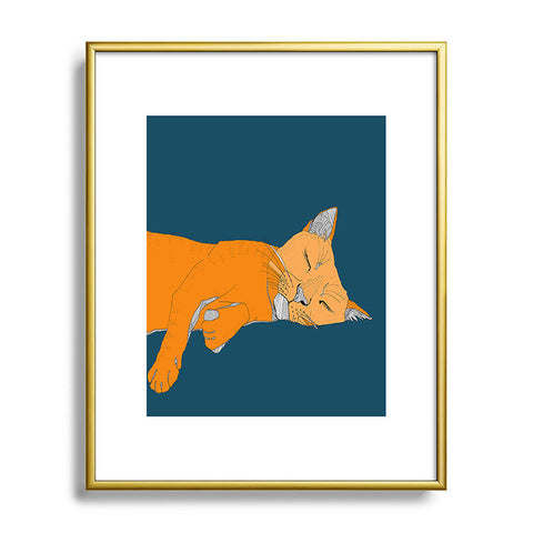 Casey Rogers Sleepy Cat Metal Framed Art Print