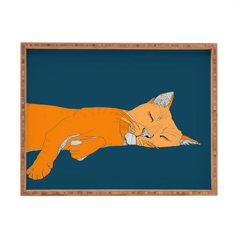 Casey Rogers Sleepy Cat Rectangular Tray