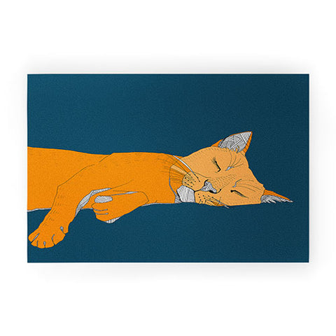 Casey Rogers Sleepy Cat Welcome Mat