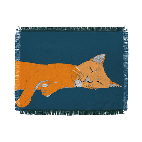Casey Rogers Sleepy Cat Throw Blanket
