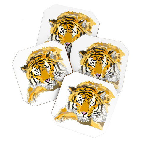 Casey Rogers Sleepy Tiger Coaster Set