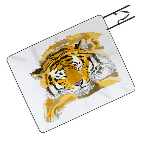 Casey Rogers Sleepy Tiger Picnic Blanket