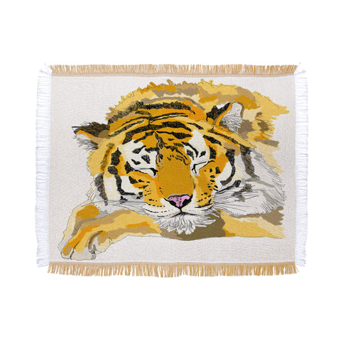Casey Rogers Sleepy Tiger Throw Blanket