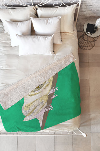 Casey Rogers Slow Loris Fleece Throw Blanket