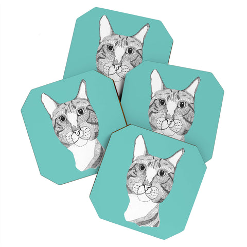 Casey Rogers Tabby Cat Coaster Set