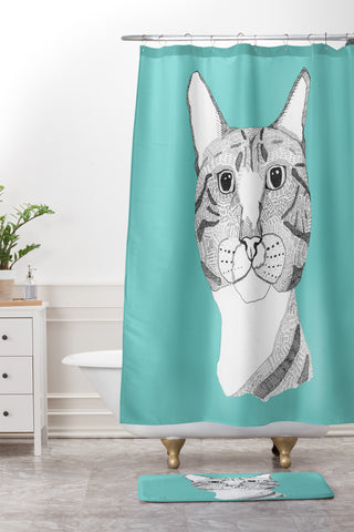 Casey Rogers Tabby Cat Shower Curtain And Mat
