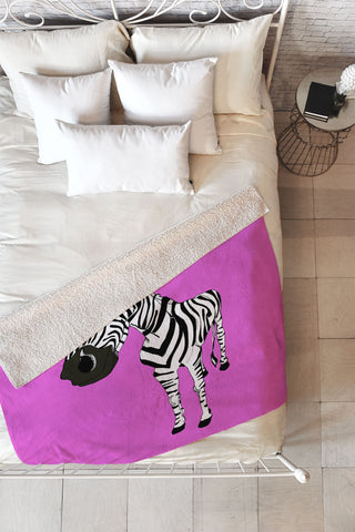 Casey Rogers Zebra Fleece Throw Blanket