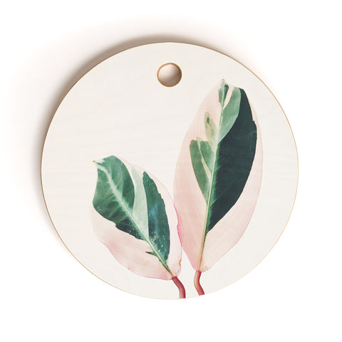 Cassia Beck Pink Leaves I Cutting Board Round
