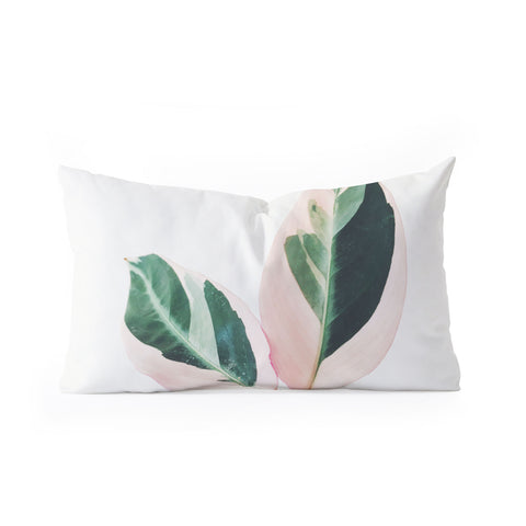 Cassia Beck Pink Leaves I Oblong Throw Pillow