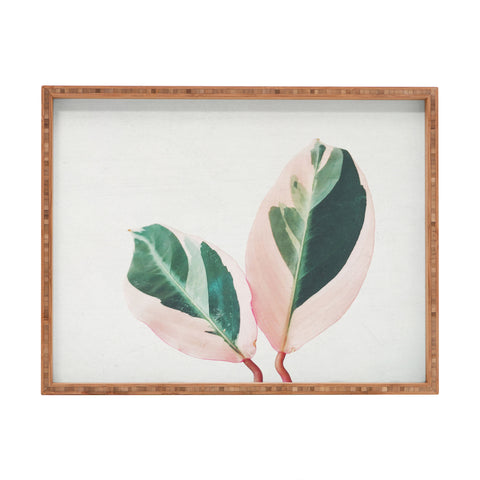 Cassia Beck Pink Leaves I Rectangular Tray