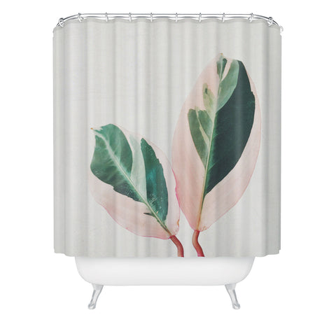 Cassia Beck Pink Leaves I Shower Curtain