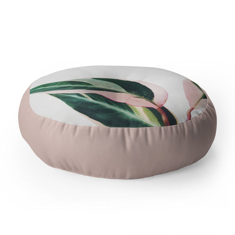 Cassia Beck Pink Leaves II Floor Pillow Round