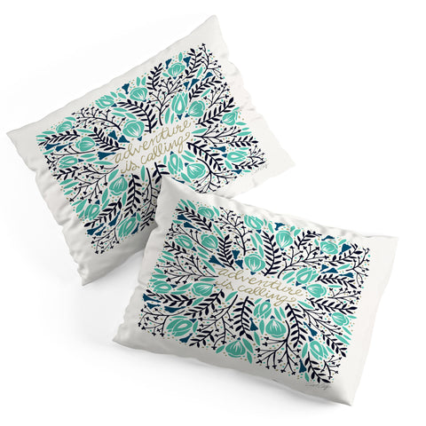 Cat Coquillette Adventure is Calling Navy Mint Pillow Shams