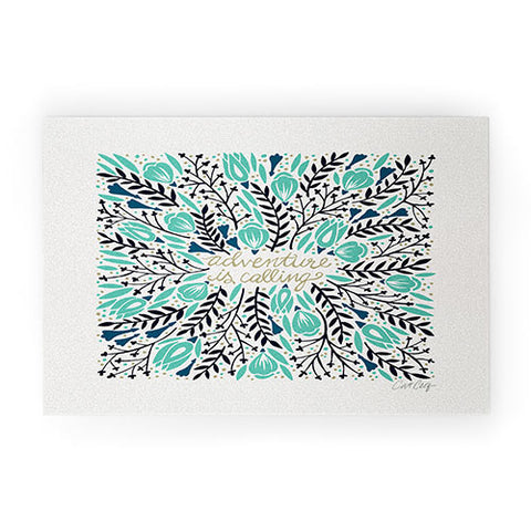 Cat Coquillette Adventure is Calling Navy Mint Welcome Mat